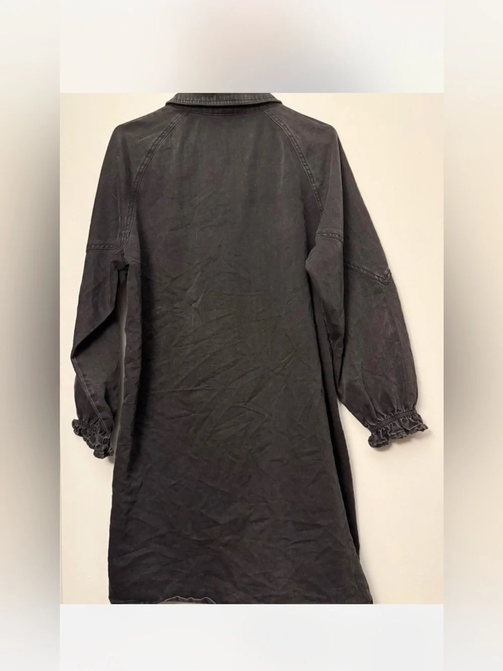 Grace + Karma Black Button-Front Denim Shirt Dress M